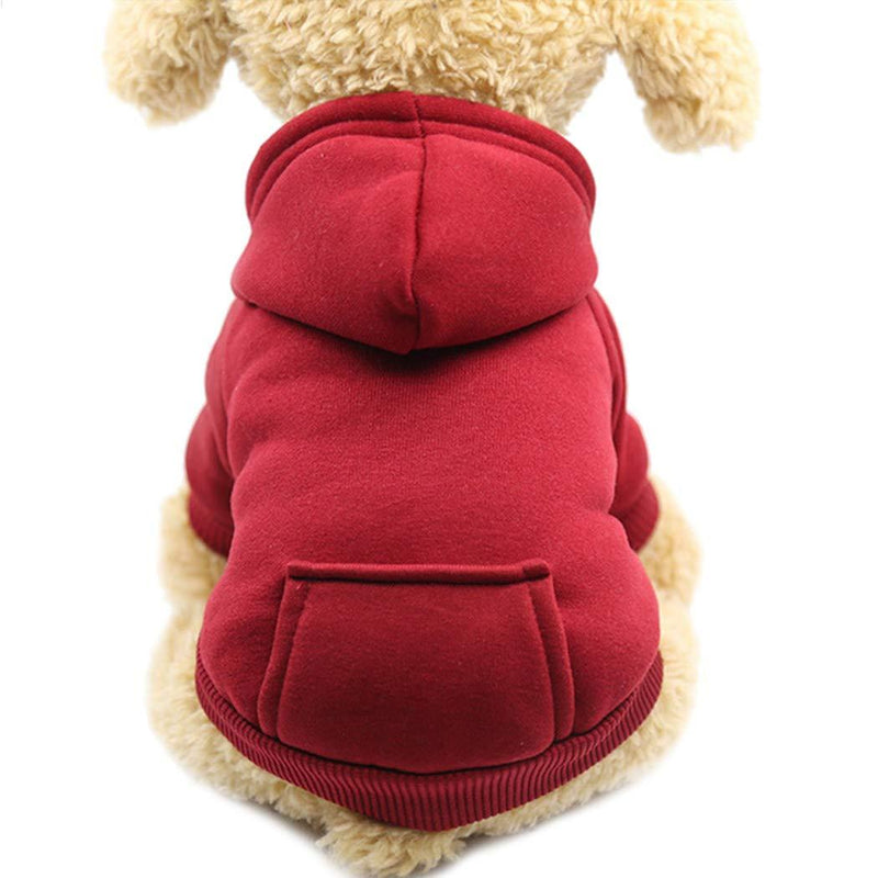 Idepet Dog Clothes Pet Dog Hoodies for Small Dogs Vest Chihuahua Clothes Warm Coat Jacket Autumn Puppy Outfits Cat Clothing Dogs Clothing S WineRed - PawsPlanet Australia