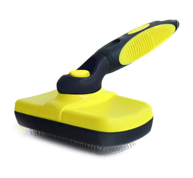 [Australia] - Bowwow & Meow Pet Hair Grooming Tool, Self Cleaning Slicker Brush, Mats and Tangled Hair for Dogs and Cats with Long or Short Hair, Professional Shedding Grooming Tools 5 Colors One Size Bright Yellow 