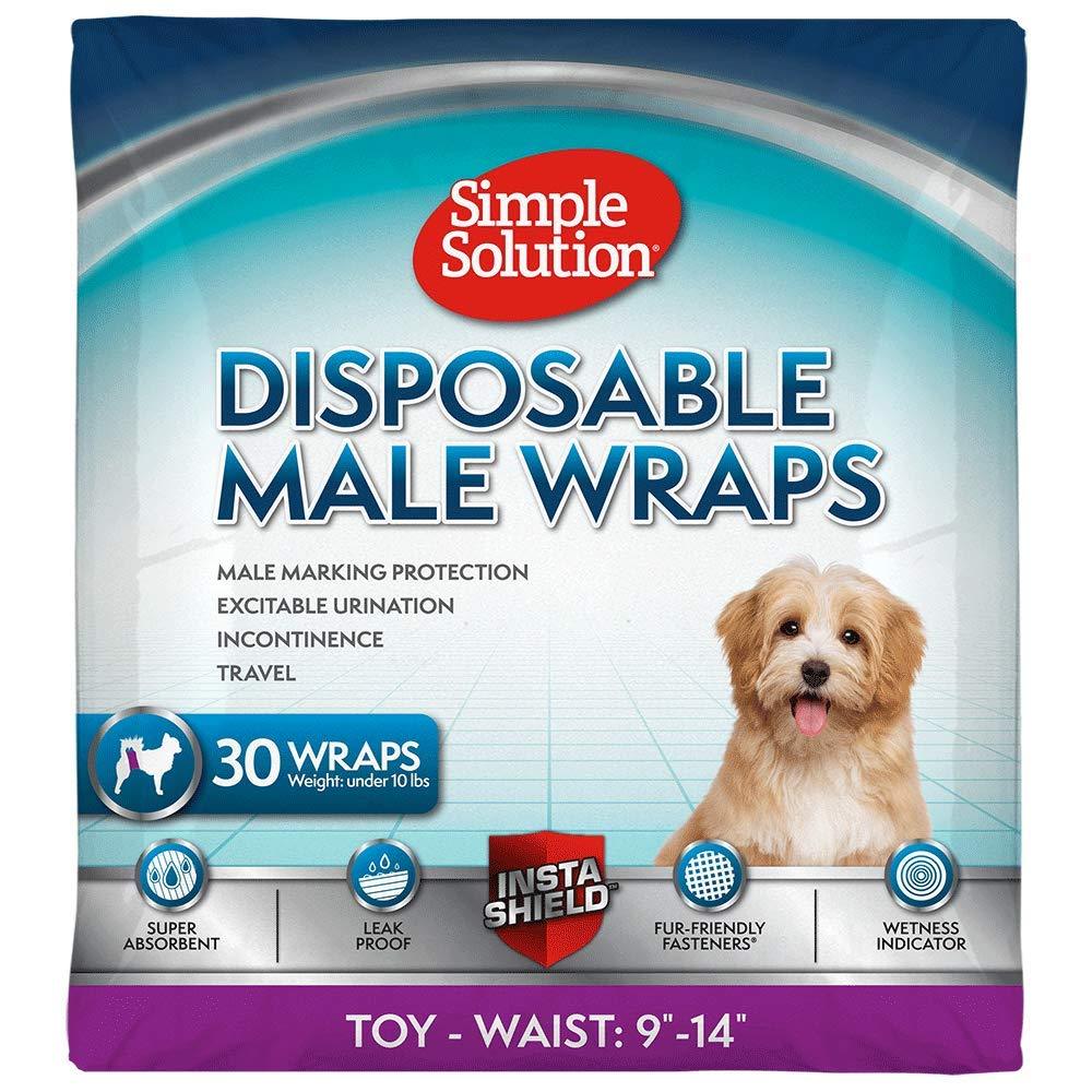 [Australia] - Simple Solution Disposable Dog Diapers for Male Dogs | Male Wraps with Super Absorbent Leak-Proof Fit | Excitable Urination, Incontinence, or Male Marking Toy 30 count 