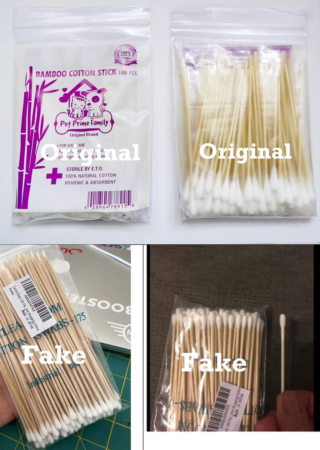 Beware !!! Beware !!! Low Quality form China, Cotton Buds 100 Pieces 6" Bamboo Handle Great for Dog Ears,Premium 100% Cotton (Medium Size )ฺ (The Original Not Made in China) - PawsPlanet Australia