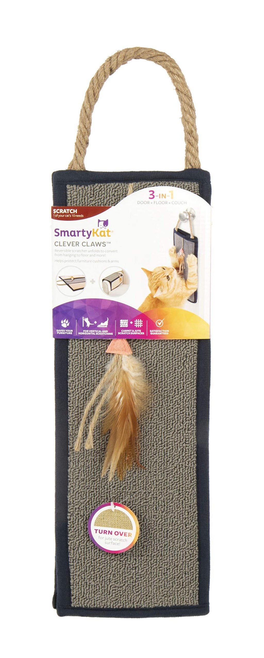 [Australia] - SmartyKat Clever Claws Hanging Or Mat Cat Scratcher, Brown and Grey,Large 