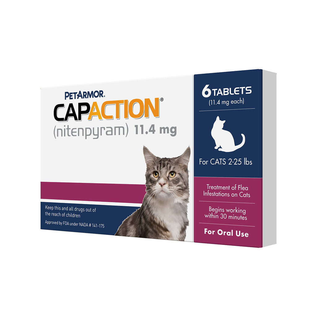 CAPACTION Fast-Acting Oral Flea Treatment for Cats (2-25 lbs), 6 Doses, 11.4 mg - PawsPlanet Australia