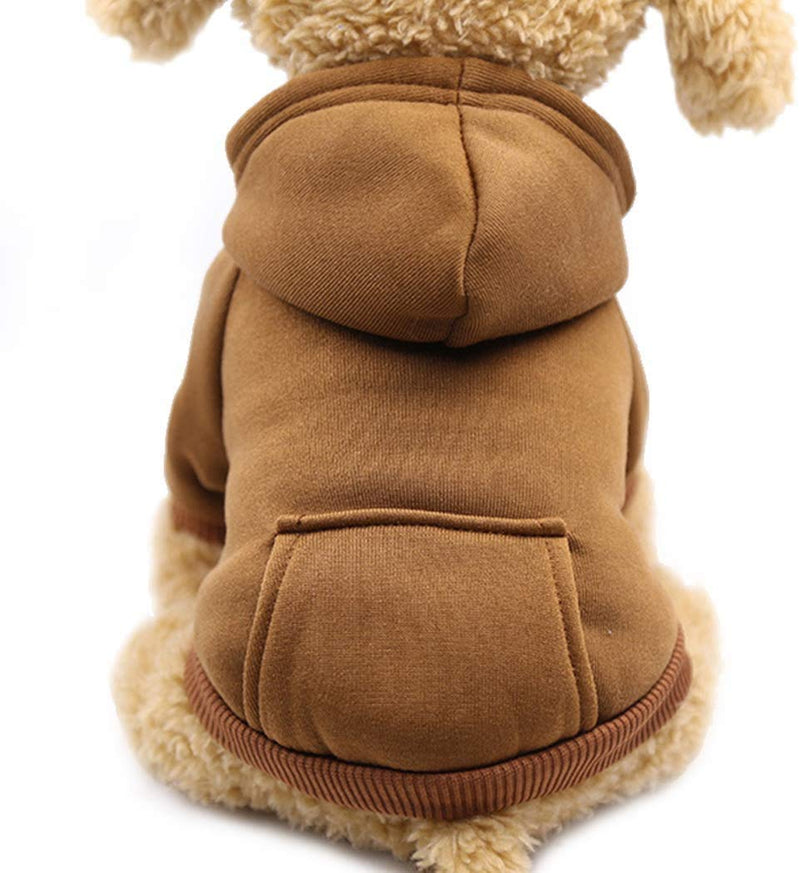 Idepet Dog Clothes Pet Dog Hoodies for Small Dogs Vest Chihuahua Clothes Warm Coat Jacket Autumn Puppy Outfits Cat Clothing Dogs Clothing Coffee - PawsPlanet Australia