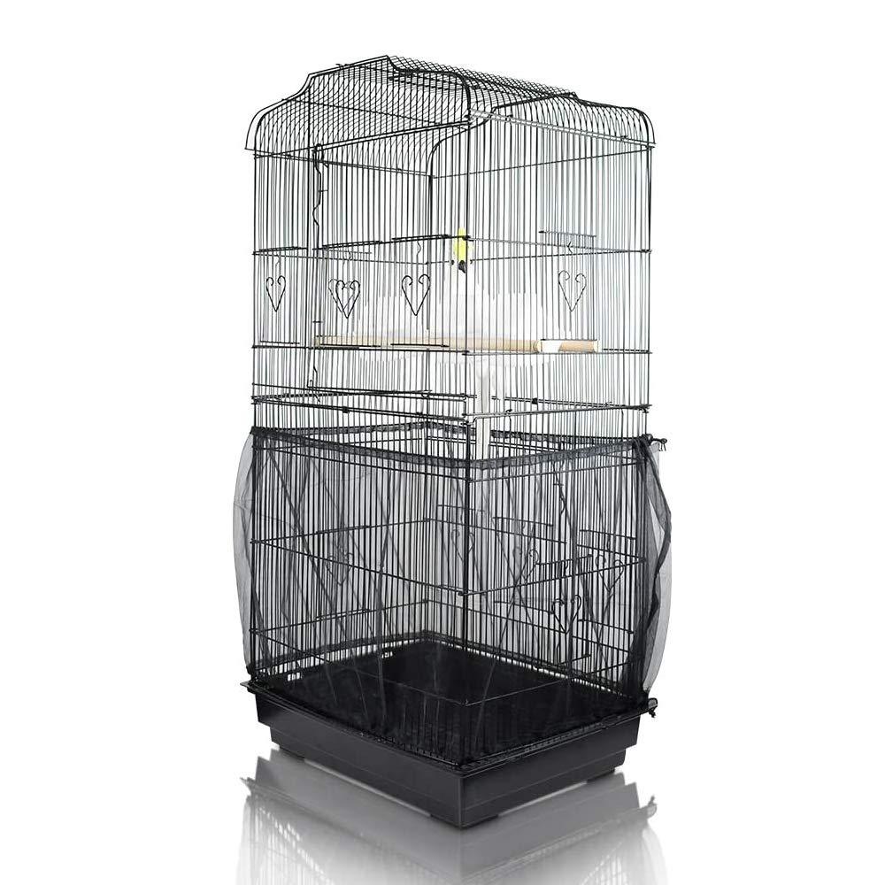 ASOCEA Extra Large Bird Cage Seed Catcher Guard Universal Birdcage Cover Nylon Mesh Net for Parrot Parakeet Macaw Lovebird African Grey - Black (Not Include Birdcage) - PawsPlanet Australia