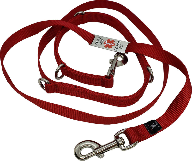 [Australia] - Activedogs Service Dog Hands-Free 7' Leash W/Chrome Service Dog ID Tag Red - 7' 