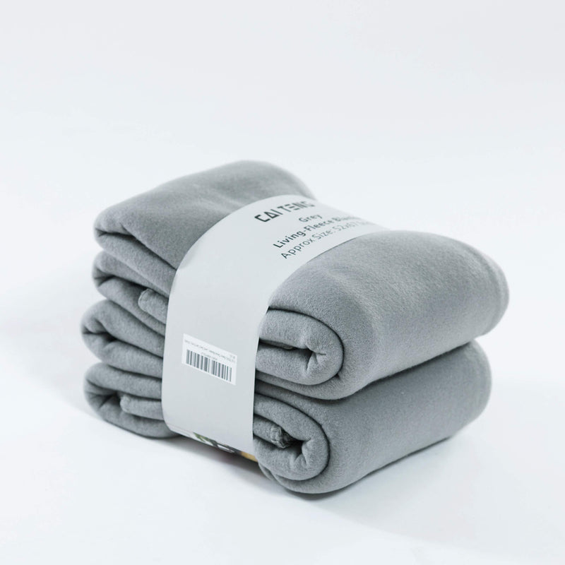 CAI TENG Fleece Blanket Throw Super Soft Cozy All Season Polar Fleece Bed Sofa Travel Blanket, Easy Care (Grey, 52x67 inches, 2 Pack) Grey Pack of 2 - 52 x 67 inch - PawsPlanet Australia