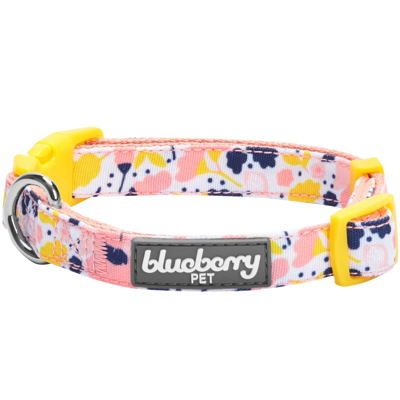 Blueberry Pet 5 Patterns Made Well Floral Dog Collars Collar - (18"-26") Neck * 1" Wide Creamy White - PawsPlanet Australia