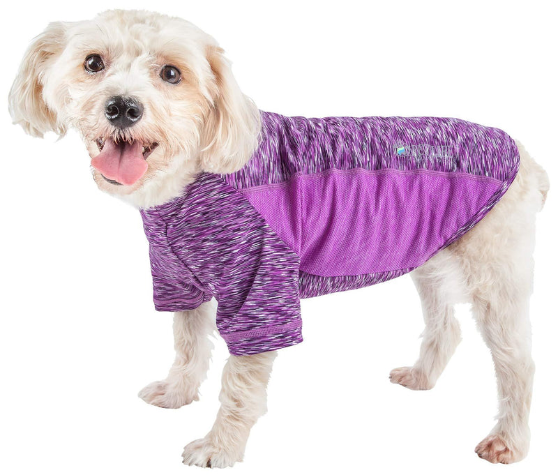 [Australia] - Pet Life Active 'Warf Speed' Heathered Ultra-Stretch Sporty Performance Dog T-Shirt Small Purple 