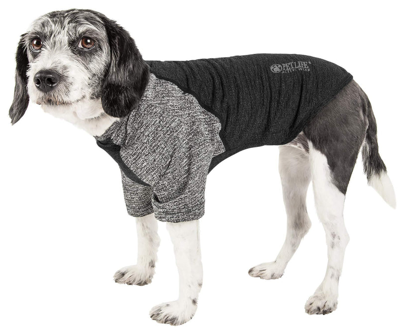 Pet Life Active 'Hybreed' 4-Way Stretch Two-Toned Performance Dog T-Shirt X-Small Black - PawsPlanet Australia