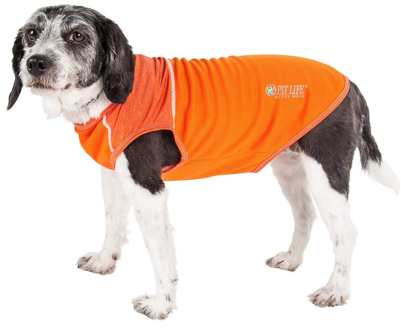 [Australia] - Pet Life Active 'Aero-Pawlse' Heathered Quick-Dry And 4-Way Stretch-Performance Dog Tank Top T-Shirt Small Orange 