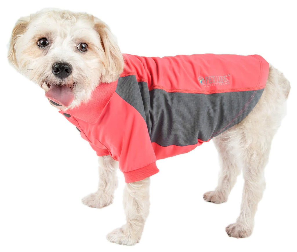 [Australia] - Pet Life Active 'Barko Pawlo' Relax-Stretch Wick-Proof Performance Dog Polo T-Shirt Small Red 