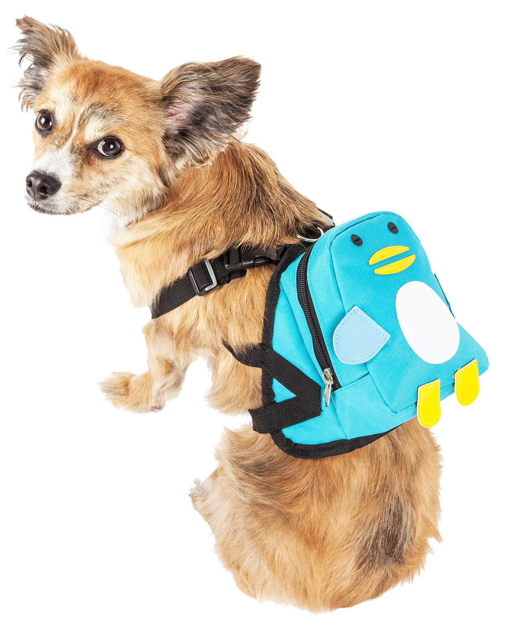 [Australia] - Pet Life 'Waggler Hobbler' Large-Pocketed Compartmental Animated Dog Harness Backpack Medium Blue 