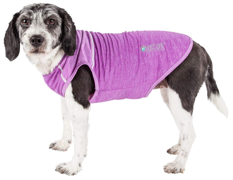 [Australia] - Pet Life Active 'Aero-Pawlse' Heathered Quick-Dry And 4-Way Stretch-Performance Dog Tank Top T-Shirt Small Purple 