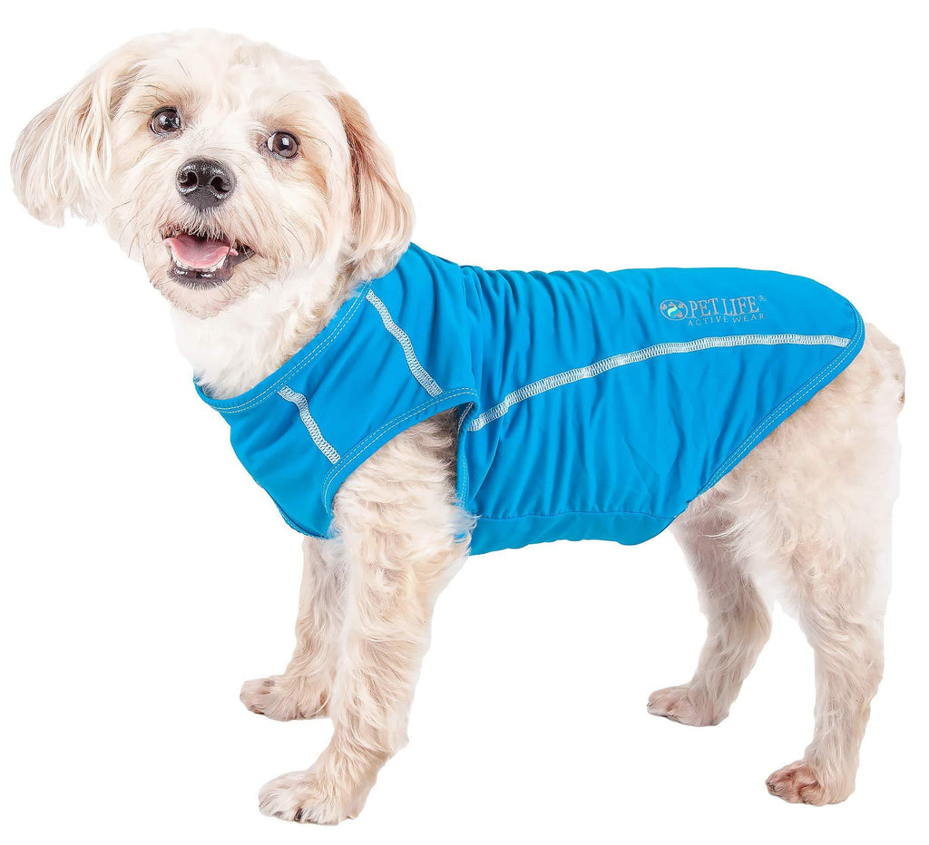 [Australia] - Pet Life Active 'Racerbark' 4-Way Stretch Performance Active Dog Tank Top T-Shirt Medium Blue 