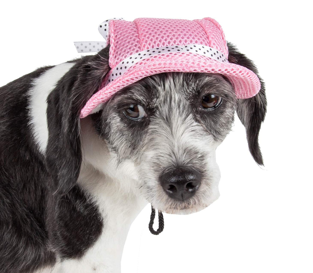 Pet Life 'Sea Spot Sun' Uv Protectant Adjustable Fashion Mesh Brimmed Dog Hat Cap Large Pink - PawsPlanet Australia