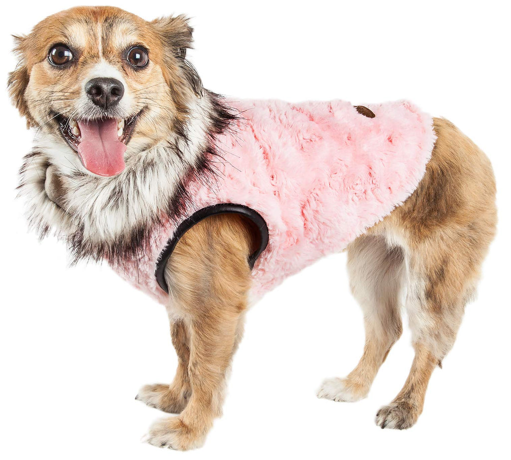 [Australia] - Pet Life Luxe 'Pinkachew' Charming Designer Mink Fur Dog Coat Jacket X-small Pink 