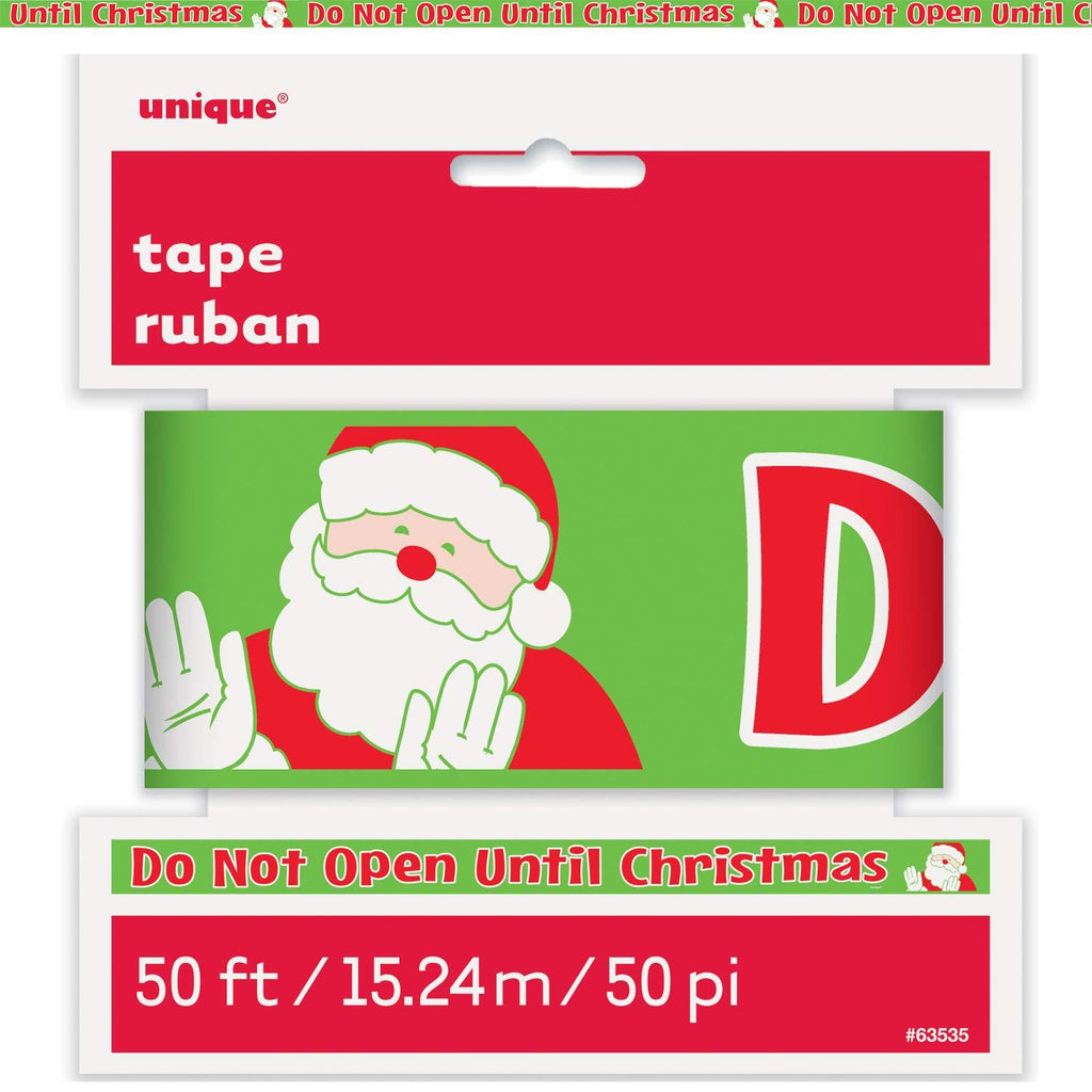 Unique Do Not Open Till Christmas Caution Tape | 50ft Roll, Novelty Santa Print Decoration, Special Occasion Favors - PawsPlanet Australia