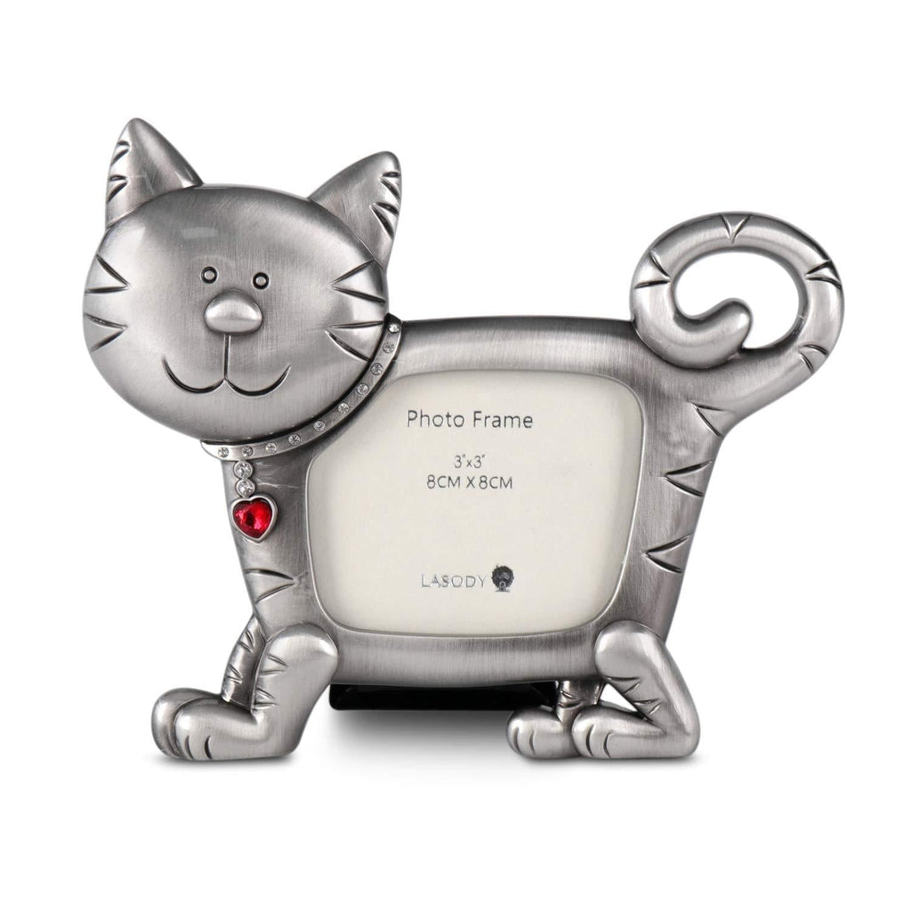 [Australia] - LASODY CAT Picture Frame Memorial -CAT Gifts for CAT Lovers 3X2.5(Cat) Antique Silver 