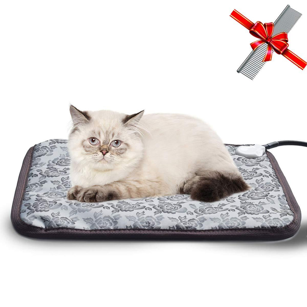 [Australia] - EACHON Heating Pad for Dogs Cats Electric Heated Pet Beds Warming Pet Mats Adjustable Safety Waterproof Chew Resistant Steel Cord (Gray Rose) 