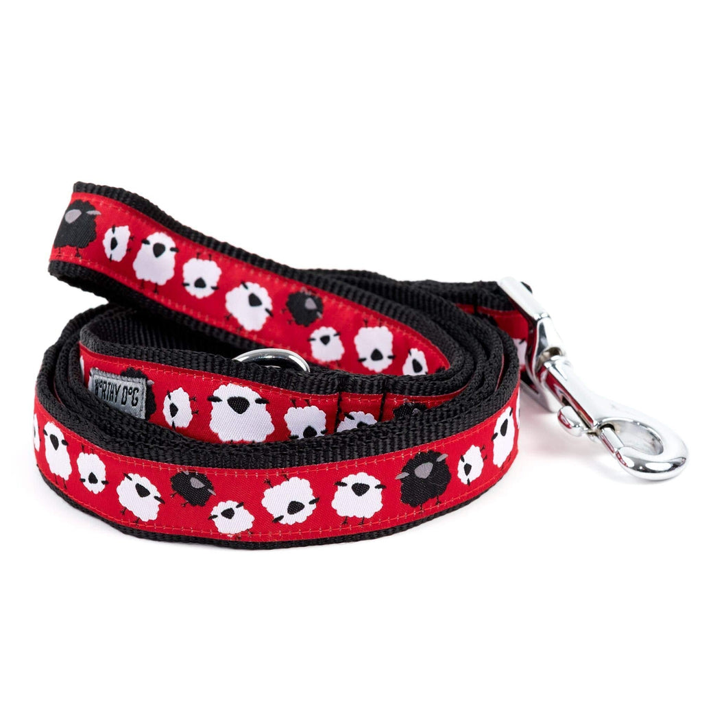 [Australia] - The Worthy Dog Counting White and Black Sheep Designer Pet Dog Strong and Comfortable Nylon Webbing Lead Fits Small, Medium and Large Dogs, Red Color 1 x 5 inch 