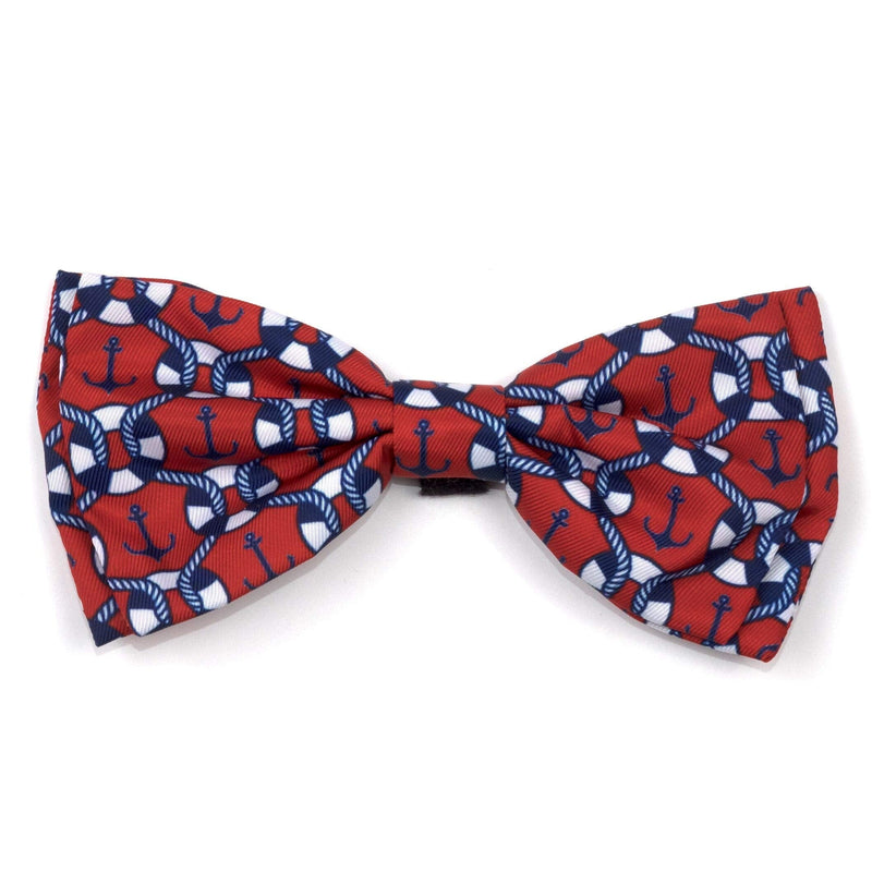 [Australia] - The Worthy Dog Ships Ahoy Anchor and Lifesaver Pattern Comfortable Casual Bow Tie Cute Dog Accessories Fit Small Medium and Large Dogs - Red Color L Red/White/Blue 