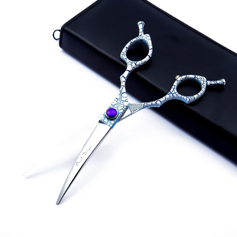 [Australia] - Purple Dragon 6.5 inch Professional Silver Japan 440C Pet Grooming Curved Shears/Scissors or Dog Hair Straight Cutting Scissor - Perfect for Pet Groomer or Family DIY Use 