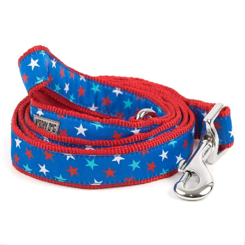 [Australia] - The Worthy Dog Patriotic Stars Lead/Designer Pet Dog Leash, Designer Pet Dog Leash, Strong Leash Dog, Webbing Dog Leash - Red/White/Blue Color 1" x 5' 