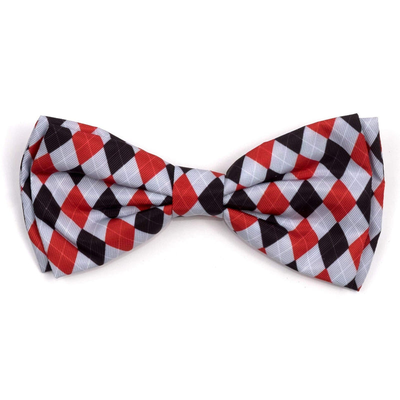 [Australia] - The Worthy Dog Preppy Argyle Pattern Comfortable Casual Bow Tie Cute Dog Accessories Fit Small Medium and Large Dogs - Red/Gray Color Red/White/Blue 