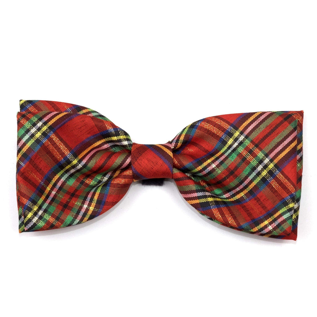 [Australia] - The Worthy Dog Red Lurex Plaid Pattern Comfortable Casual Bow Tie Cute Dog Accessories Fit Small Medium and Large Dogs - Red Color L Red/White/Blue 