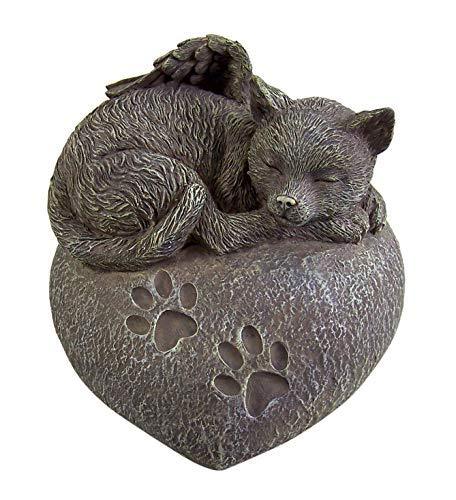[Australia] - Cat Ashes Urn - Heart Shaped Sleeping Angel Cat Memorial Urn 