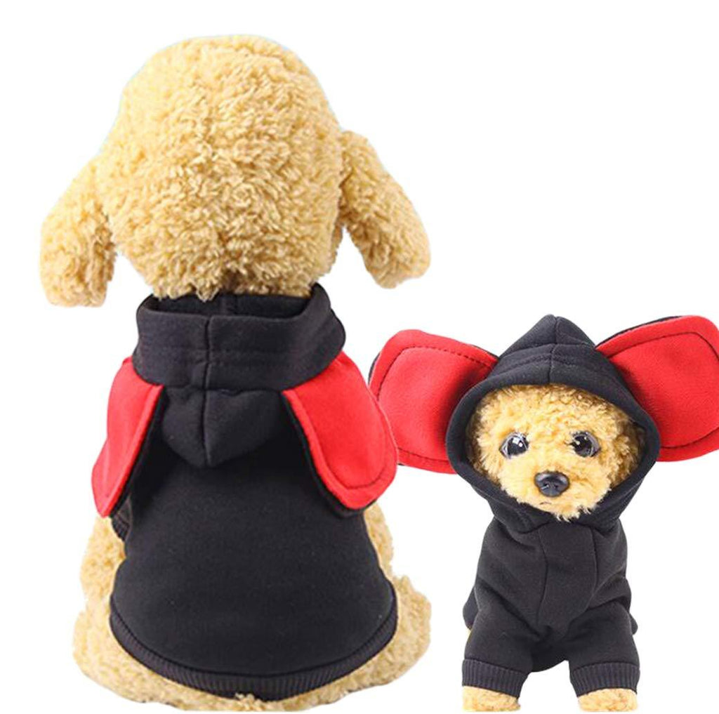 [Australia] - Xiaoyu Pet Dog Hooded Clothes Apparel Puppy Cat Warm Hoodies Coat Sweater for Small Dogs with Cute Hat, S Black 