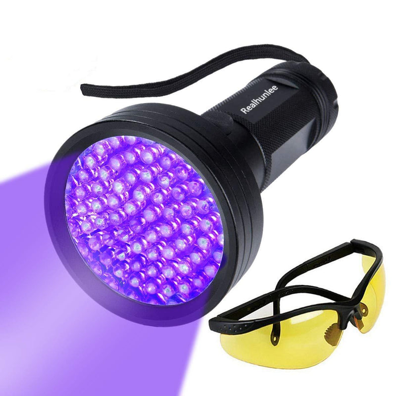 [Australia] - UV Black Light Flashlight, Super Bright 68 LED Pet Dog Cat Urine Detector light Flashlight for Pet Urine Stains, Professional Blacklight Flashlight with UV Sunglasses for Scorpions Hunting 