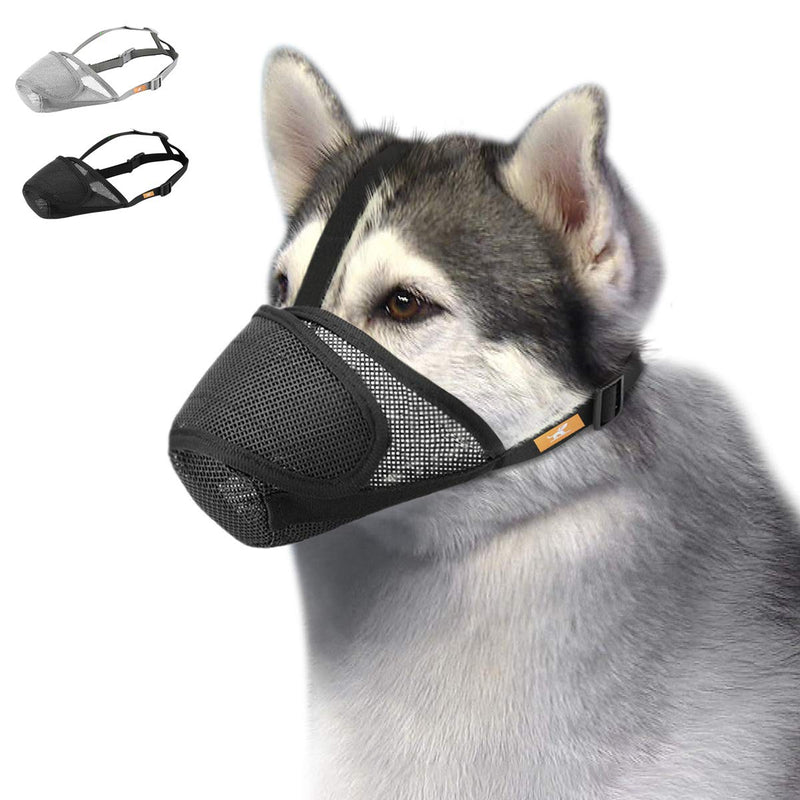 [Australia] - Dog Muzzle Mesh with Overhead Strap, No Lick Dog Mask Mouth Guard Muzzle for Dogs Prevent Biting Chewing Medium Black 