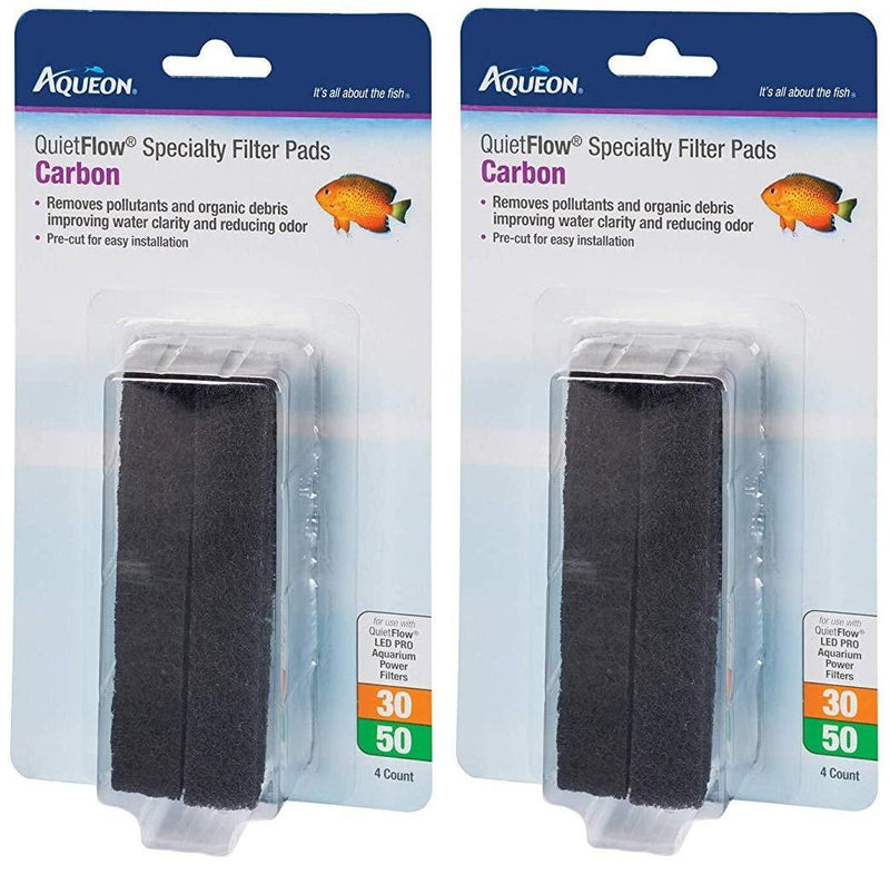 [Australia] - Aqueon 2 Pack of Quiet Flow 30/50 Carbon Reducing Specialty Filter Pads, 4 Per Pack 