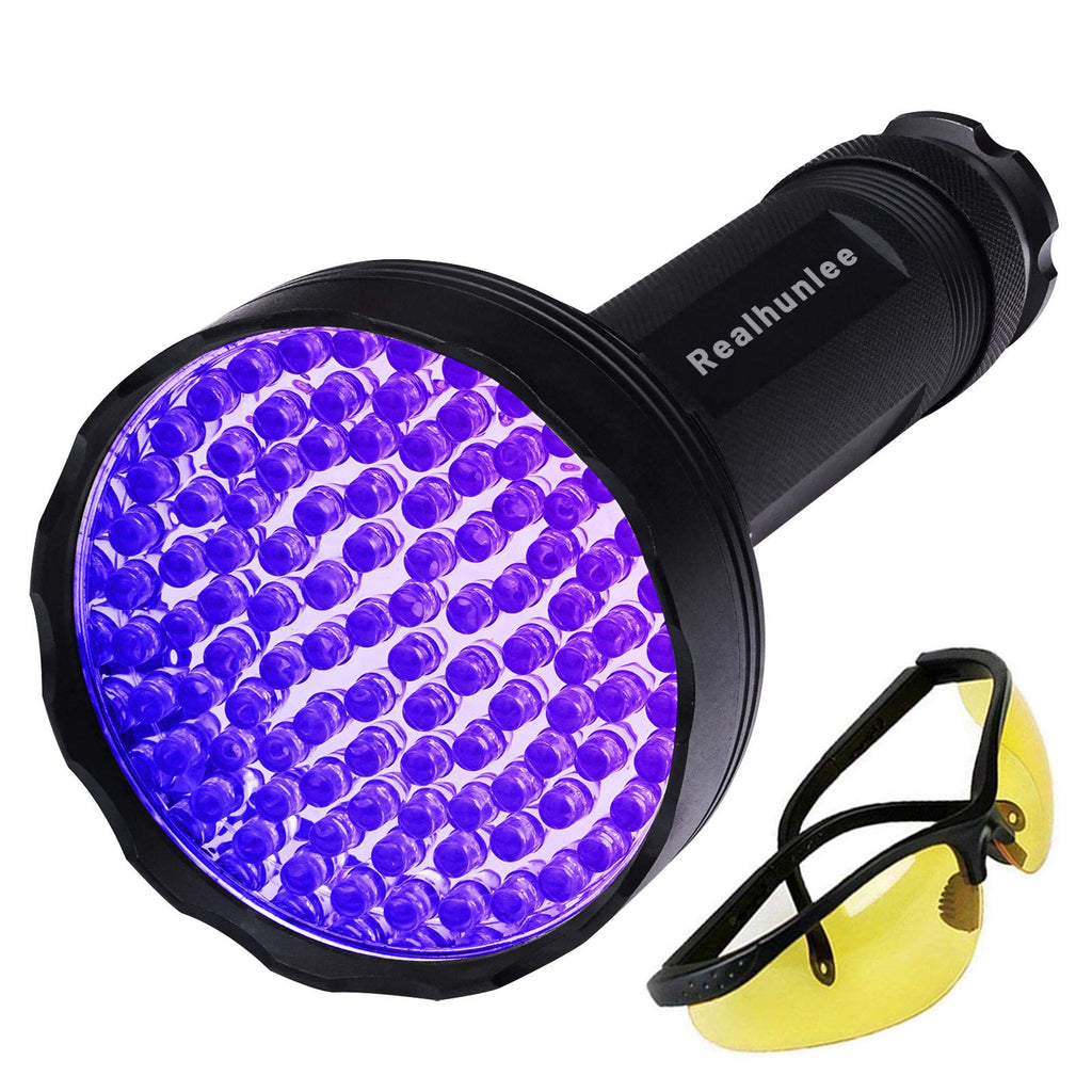 UV Black Light Flashlight, Super Bright 100 LED Pet Dog Cat Urine Detector light Flashlight for Pet Urine Stains, Professional Blacklight Flashlight with UV Sunglasses for Scorpions Hunting - PawsPlanet Australia