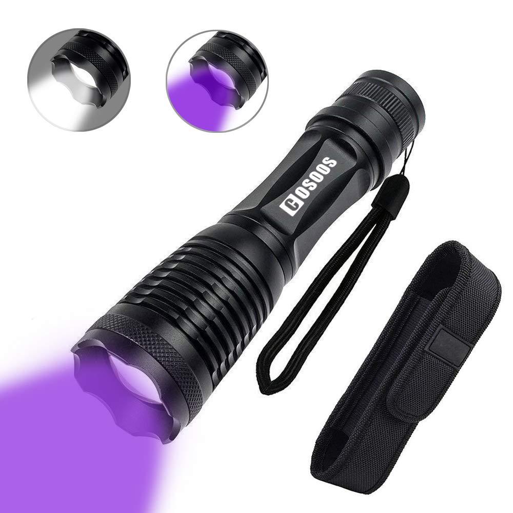 1pc Rechargeable Zoomable UV Flashlight Black Light 395nm,Ultraviolet  Flashlight Detector For Pet Urine Stain,Resin Curing,Scorpion Hunting