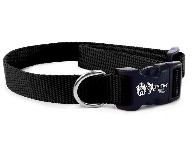[Australia] - Extreme Consumer Products Rugged Nylon Dog Collar Black - The Heavy Duty Adjustable Dog Collar - 3/4" for Necks 9" to 28" with Durable Buckle Clip and No-Snag Comfort Nylon Weave Design 