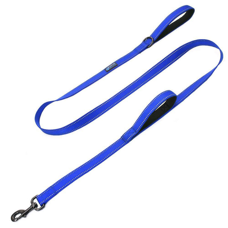 Max and Neo Double Handle Traffic Dog Leash Reflective - We Donate a Leash to a Dog Rescue for Every Leash Sold 4 FT Blue - PawsPlanet Australia