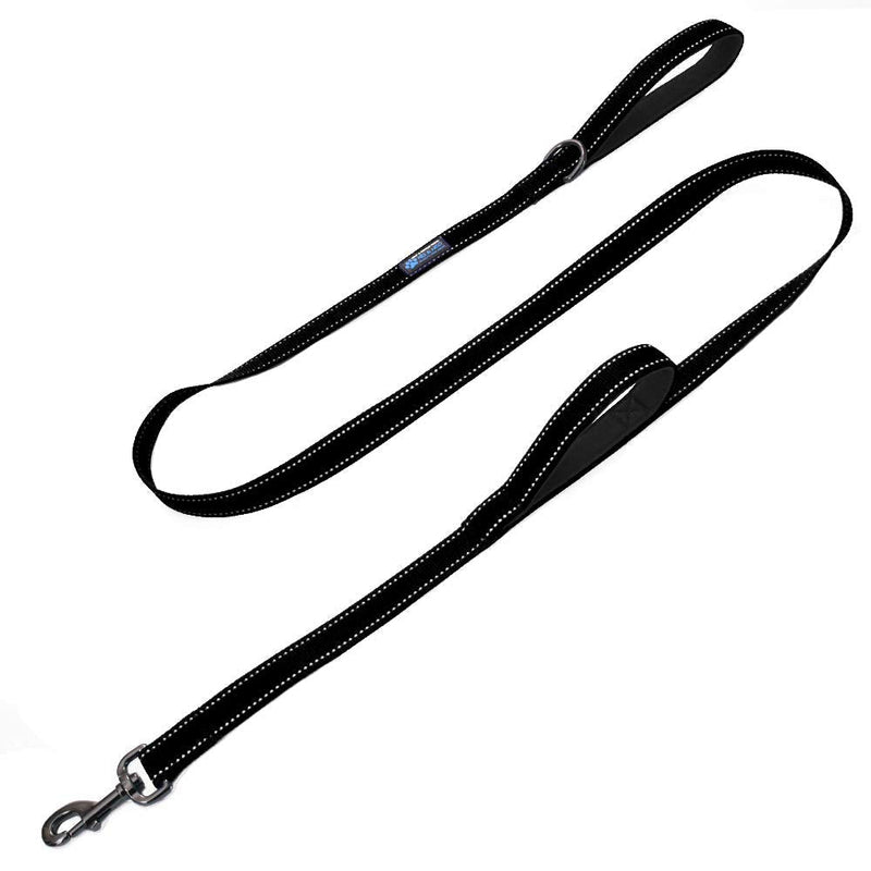 Max and Neo Double Handle Traffic Dog Leash Reflective - We Donate a Leash to a Dog Rescue for Every Leash Sold 4 FT Black - PawsPlanet Australia