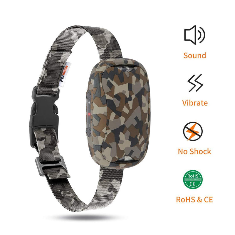 [Australia] - Petilleur Automatic Bark Collar [Intelligent Dog Anti-Bark Collar] Dogs Bark Control Training Collar for Small to Large Dogs, Humane Barking Stopper with Sound and Vibration (Trendy Camouflage Color) 