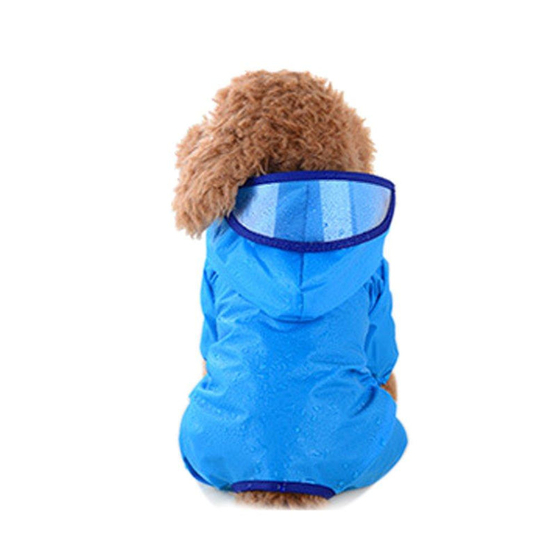 [Australia] - Luck Dawn Dog Hooded Raincoat - Waterproof Lightweight Dog Slicker Puppy Rain Jacket Poncho L Blue 