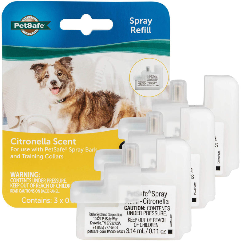 PetSafe Spray Refill Cartridges for Spray Bark & Remote Trainer Collars, 3 Replacement Cartridges for Dog Spray Training, Refill Cartridges Only, Collar Not Included, Citronella OR Unscented, 3-Pack - PawsPlanet Australia