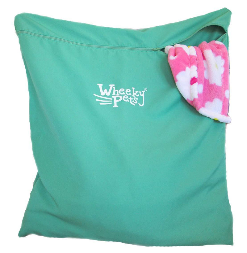 [Australia] - Wheeky Pets Laundry Helper, Laundry Bag for Pet Beds, Fleece, C&C Cage Liners, Midwest Cage Liners and More, for Guinea Pigs, Rabbits and Small Pets, Green/White, Size 29” W x 31” L 