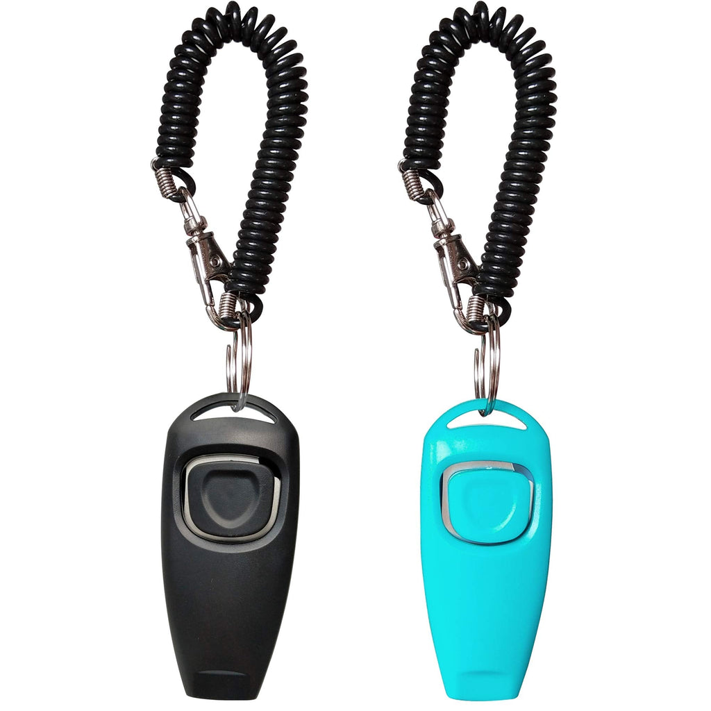 HoAoOo Pet Training Clicker Whistle with Wrist Strap - Dog Training Clickers (Black + Blue) - PawsPlanet Australia