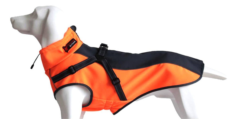 Lymenden Dog Jacket with Harness, Windproof Dog Vest with Reflective Strips for Medium Large Dogs, Warm and Cozy Dog Sport Vest, Dog Winter Coat, Warm Dog Apparel XL Orange - PawsPlanet Australia