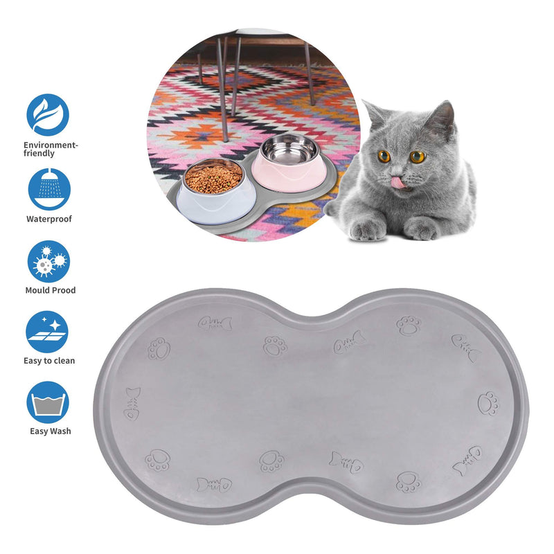 [Australia] - Dcxz Pet Feeding Mat Cat & Dog Mats for Food & Water - Flexible and Easy to Clean Feeding Mat - Non-Slip Waterproof Feeding Mat for Dog Food & Water Bowls Nontoxic Rubber S Gray 