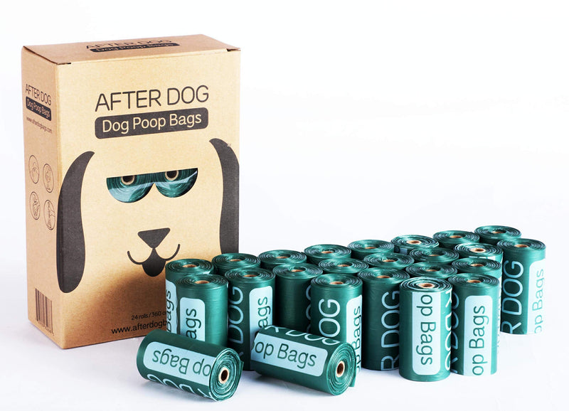 [Australia] - After Dog Unscented Dog Poop Bags for Pet Waste, Extra Thick and Strong Poop Bags for Dogs, Leak-Proof, Biodegradable,24 rolls/360 Counts,15 Doggy Bags Per Roll, Each Dog Poop Bag Measures 9 x 13in 