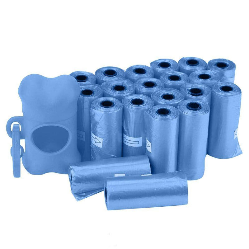 [Australia] - Fdit 20 Rolls Pet Dog Plastic Clean Trash Waste Bags with Bone Shape Bag Dispenser Holder(Blue) Blue 