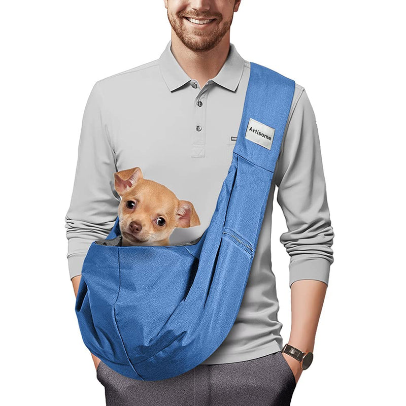 artisome Small Dogs Cats Sling Carrier Bag Purse Travel Hand-Free Pet Puppy Sling(Blue 8-13 lbs) Blue 8 - 15 lbs - PawsPlanet Australia