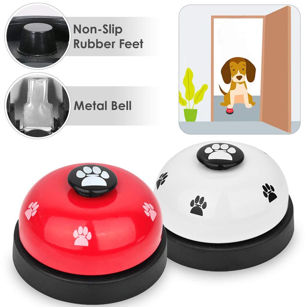 [Australia] - SlowTon Pet Bell, 2 Pack Metal Bell Dog Training with Non Skid Rubber Bottoms Dog Door Bell for Potty Training Clear Ring Pet Tool Communication Device for Small Dogs Cats red+white 